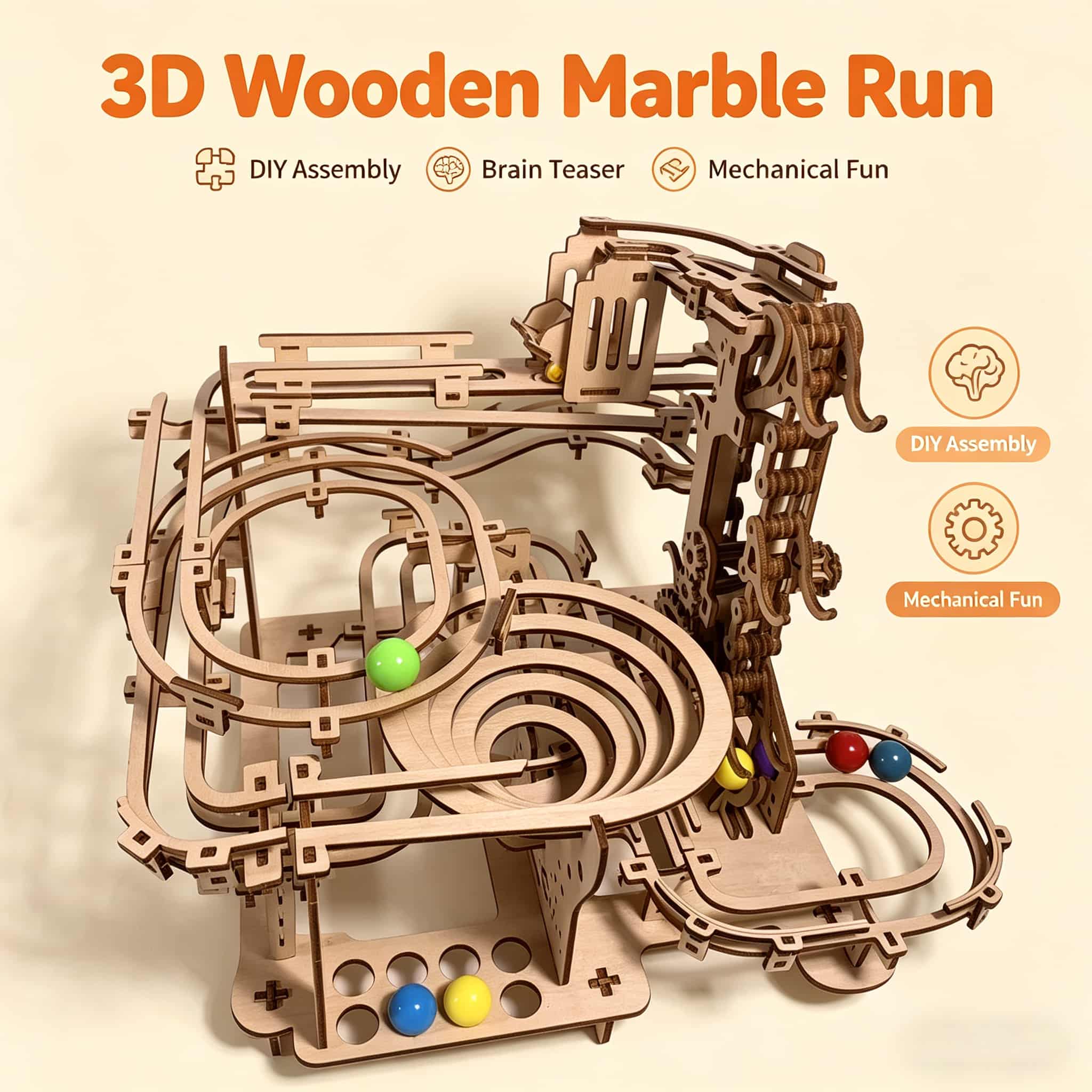 Mekanik Bilye Pisti 3D Ahşap Y - Running Gear Track incelemesi ve fiyatı